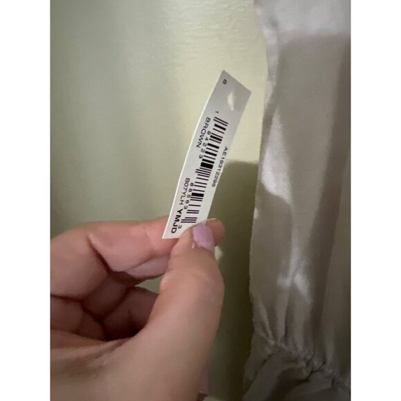 New Linen Blend Jumpsuit Sz 8 Beach Coastal Resort Vacation V-Neck Drawstring - Picture 5 of 16